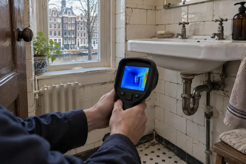 Lekdetectie Lisse – badkamer met oude leidingen achter de tegels