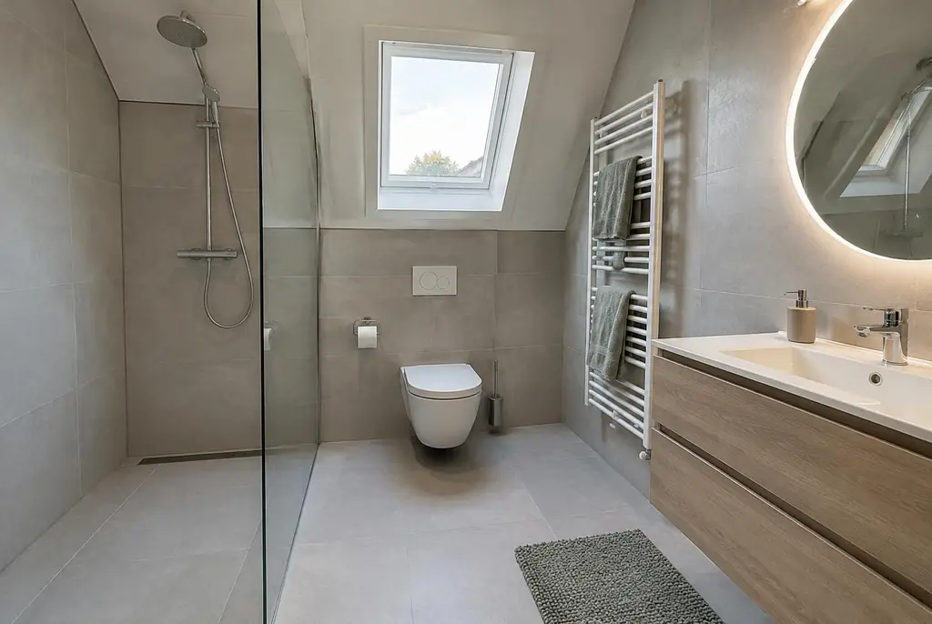Lekdetectie Lisse – droge badkamer met inloopdouche na herstel