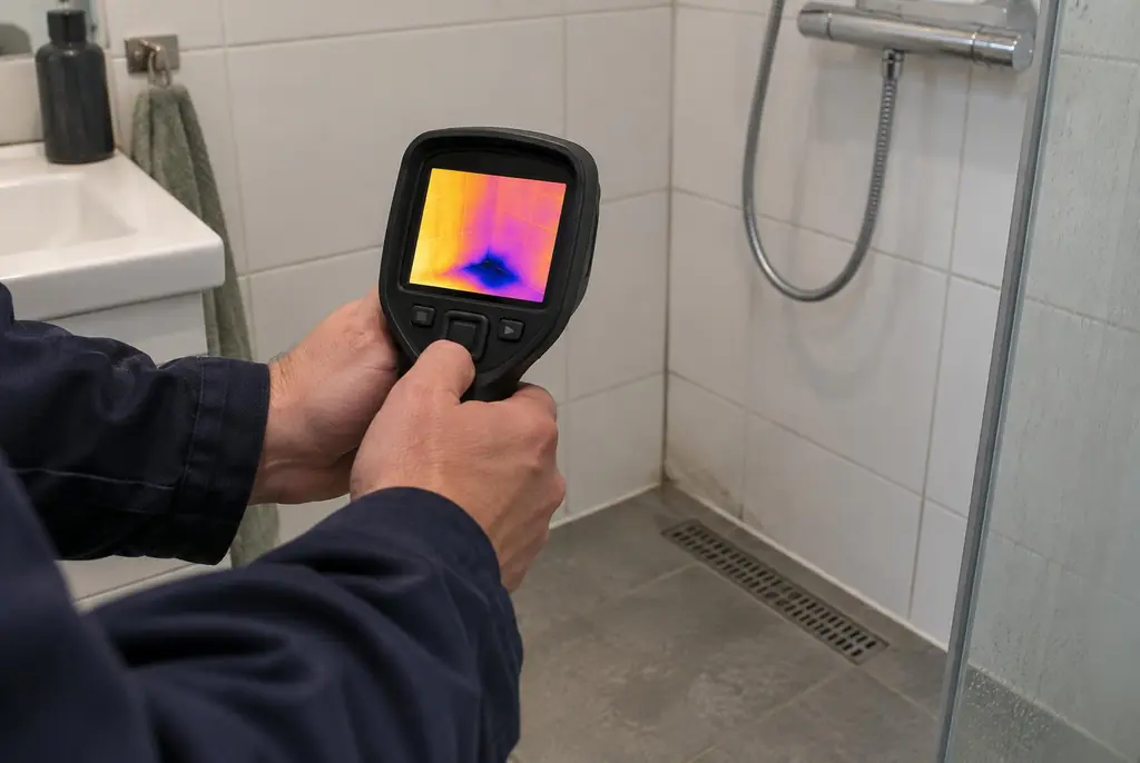 Lekdetectie Lisse – lekdetectiespecialist met warmtebeeldcamera in een badkamer