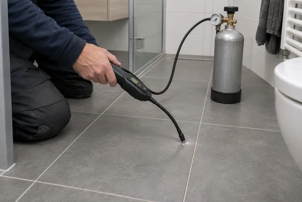 Lekdetectie Lisse – technicus spoort met tracergas een lekkage op in de vloer